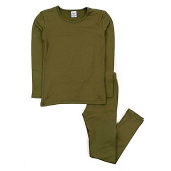 Leveret Kids Two Piece Thermal Pajamas Boho Solid Color