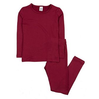 Leveret Kids Two Piece Thermal Pajamas Classic Solid Color