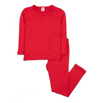 Leveret Kids Two Piece Thermal Pajamas Classic Solid Color