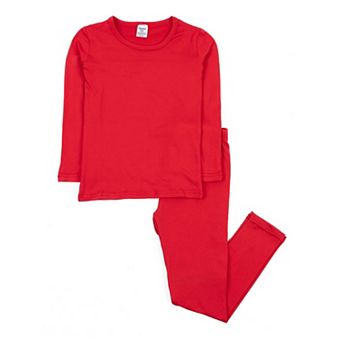 Leveret Kids Two Piece Thermal Pajamas Classic Solid Color