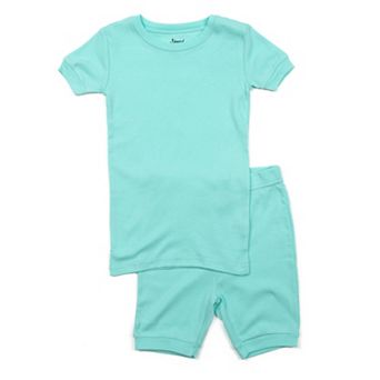 Leveret Kids Two Piece Cotton Short Pajamas Classic Solid Color