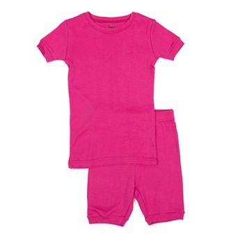 Leveret Kids Two Piece Cotton Short Pajamas Classic Solid Color