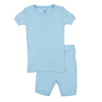 Leveret Kids Two Piece Cotton Short Pajamas Classic Solid Color