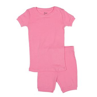 Leveret Kids Two Piece Cotton Short Pajamas Classic Solid Color