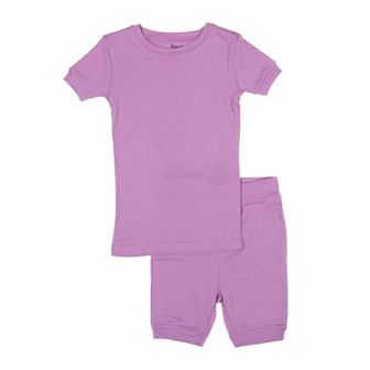 Leveret Kids Two Piece Cotton Short Pajamas Classic Solid Color