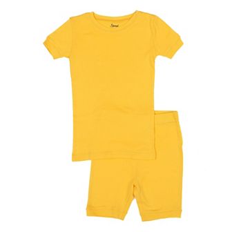 Leveret Kids Two Piece Cotton Short Pajamas Classic Solid Color