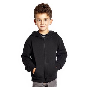 Leveret Kids Zipper Hoodie Cotton Neutral Solid Color