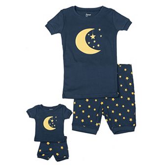 Leveret Girls and Doll Short Pajamas Moon and Stars