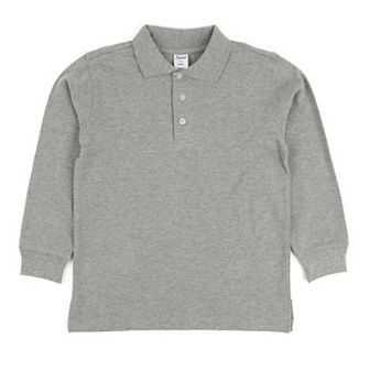 Leveret Long Sleeve Cotton Polo Shirt Neutral Solid Color
