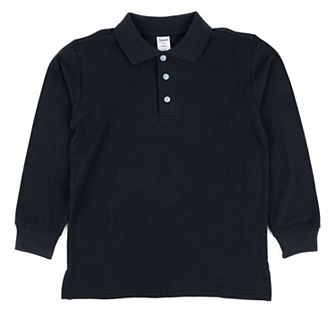 Leveret Long Sleeve Cotton Polo Shirt Neutral Solid Color