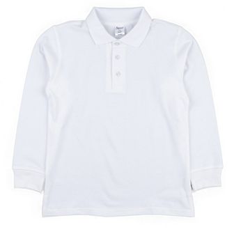 Leveret Long Sleeve Cotton Polo Shirt Neutral Solid Color