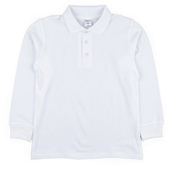 Leveret Long Sleeve Cotton Polo Shirt Neutral Solid Color