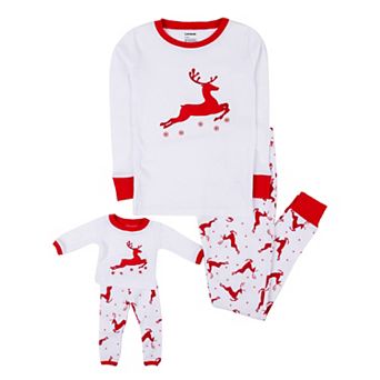 Leveret Girls and Doll Cotton Pajamas Reindeer