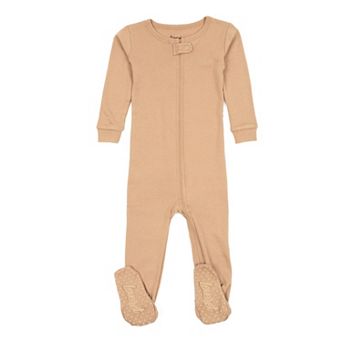 Leveret Kids Footed Cotton Pajama Neutral Solid Color