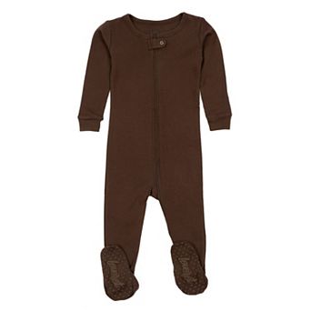 Leveret Kids Footed Cotton Pajama Neutral Solid Color