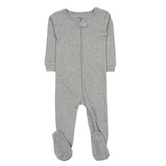 Leveret Kids Footed Cotton Pajama Neutral Solid Color
