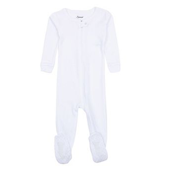 Leveret Kids Footed Cotton Pajama Neutral Solid Color