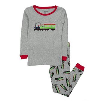 Leveret Kids Two Piece Cotton Pajamas Train
