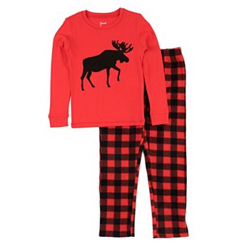 Leveret Kids Cotton Top and Fleece Pants Pajamas Moose