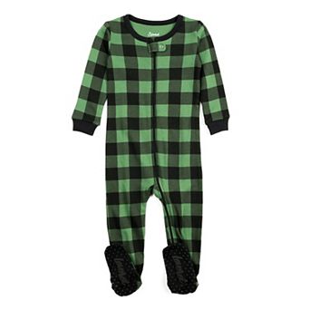 Leveret Kids Footed Cotton Pajama Plaid