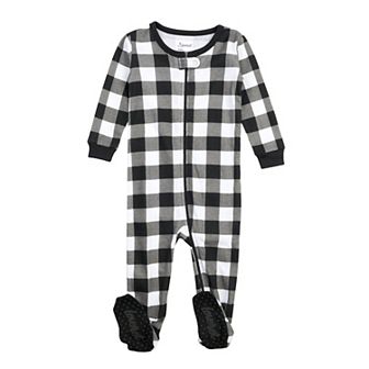 Leveret Kids Footed Cotton Pajama Plaid