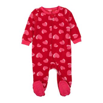 Leveret Kids Footed Fleece Pajama Heart