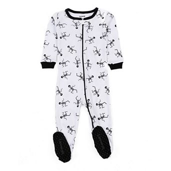 Leveret Kids Footed Cotton Pajama Skeleton White