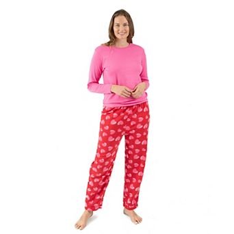 Leveret Womens Cotton Top and Fleece Pants Heart