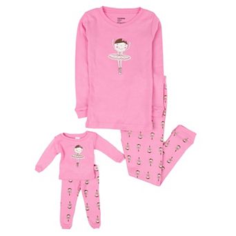 Leveret Girls & Doll Cotton Pajamas Ballerina Light Pink 5 Year