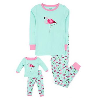 Leveret Girls and Doll Cotton Pajamas Flamingo