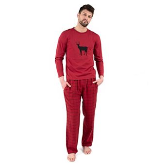 Leveret Mens Pajamas Cotton Top Flannel Pants Reindeer