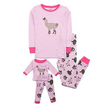 Leveret Girls and Doll Cotton Pajamas Llama