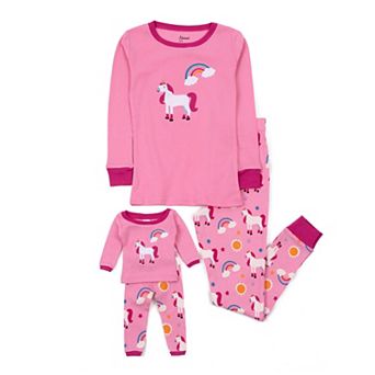 Leveret Girls and Doll Cotton Pajamas Unicorn Rainbow