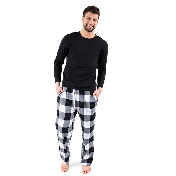 Mens black and white best sale flannel pajamas