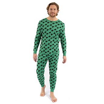 Leveret Mens Two Piece Cotton Pajamas Bunny Green
