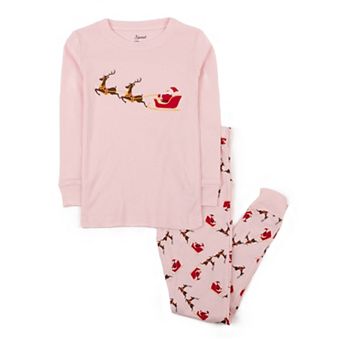 Leveret Kids Two Piece Cotton Pajamas Santa and Sleigh