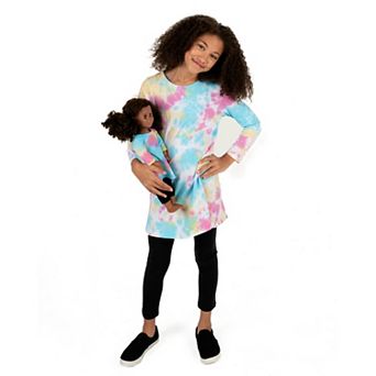 Leveret Girls and Doll Cotton Dress Tie Dye