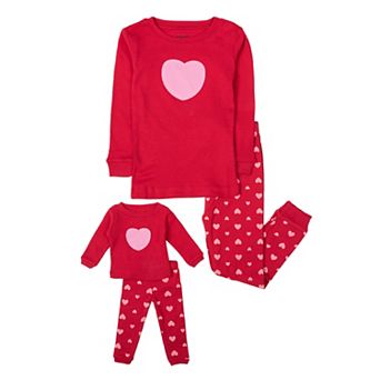 Leveret Girls and Doll Cotton Pajamas Hearts