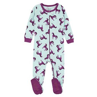 Leveret Kids Footed Cotton Pajama Unicorn Purple
