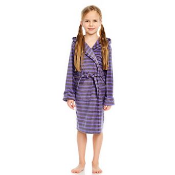 Leveret Kids Fleece Hooded Robe Striped