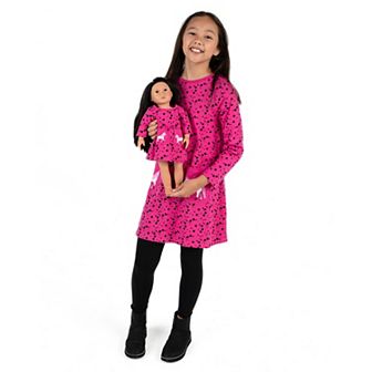 Leveret Girls & Doll Cotton Dress Dots with Pocket 14 Year