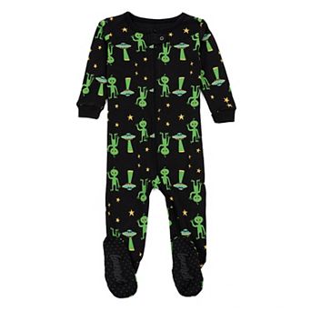 Leveret Kids Footed Cotton Pajama Alien