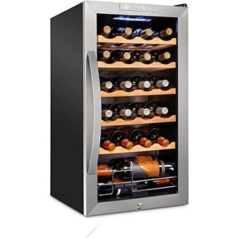 Schmécké Wine Fridge, 24 Bottle Wine Cooler, Freestanding Wine Refrigerator