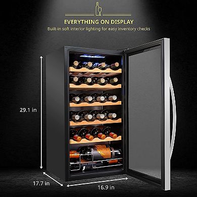 Schmécké Wine Fridge, 24 Bottle Wine Cooler, Freestanding Wine Refrigerator