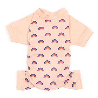 Leveret Dog Cotton Pajama Rainbow Peach