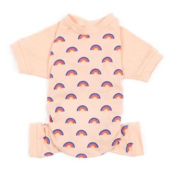 Leveret Dog Cotton Pajama Rainbow Peach