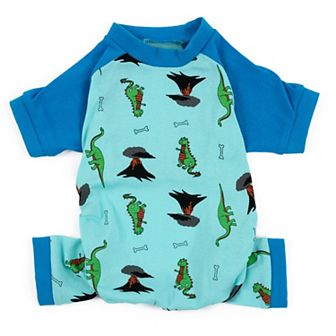 Leveret Dog Cotton Pajama Dinosaur Blue