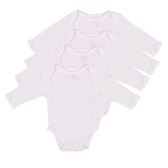 Leveret Baby Four Pack Long Sleeve White Bodysuit