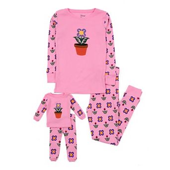 Leveret Girls and Doll Cotton Pajamas Flower Pot