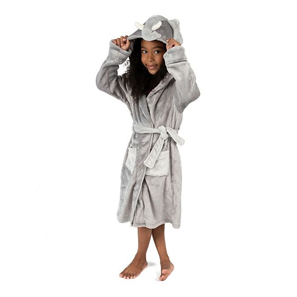 Leveret Kids Fleece Hooded Robe Elephant